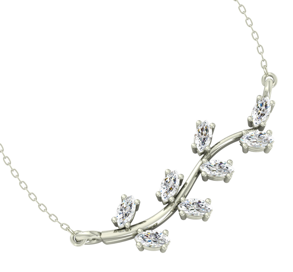 CLARA 925 Sterling Silver Rhodium Plated Leaf Pendant with Chain Gift for Women & Girls