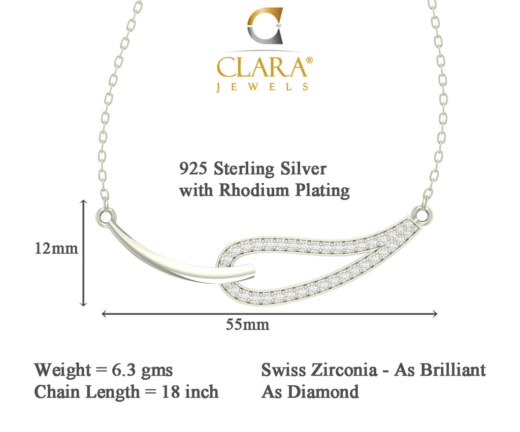 CLARA 925 Sterling Silver Rhodium Plated Stella Pendant Earring Necklace Set with Chain Gift for Women and Girls