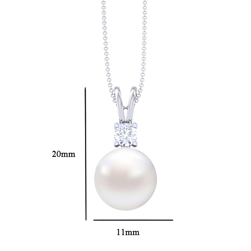 Clara 925 Sterling Silver Classic Pearl Pendant with Chain Gift for Women and Girls