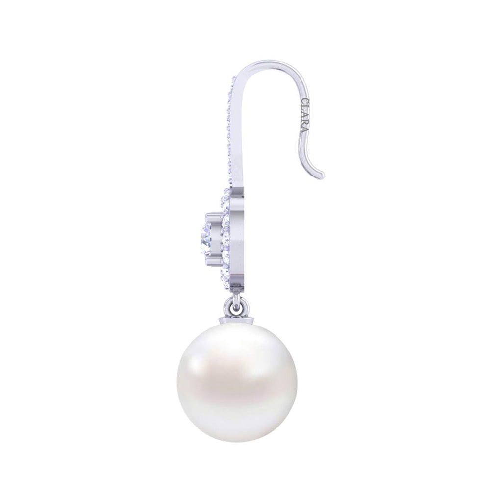 Clara 92.5 Sterling Silver Swiss Zirconia Pearl Earrings Gift for Women and Girls