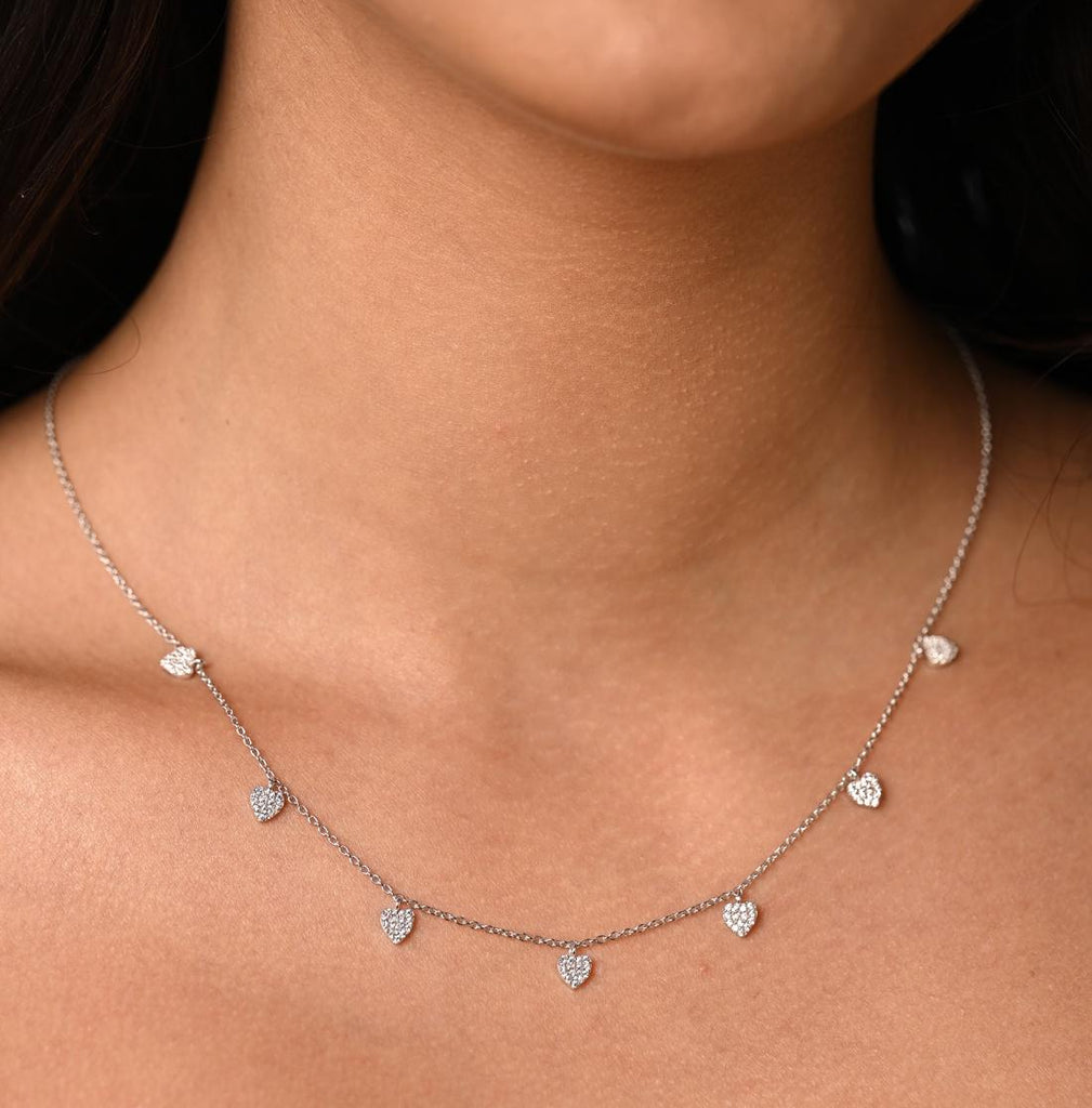 CLARA 925 Sterling Silver Heart Charm Minimal Necklace Chain 