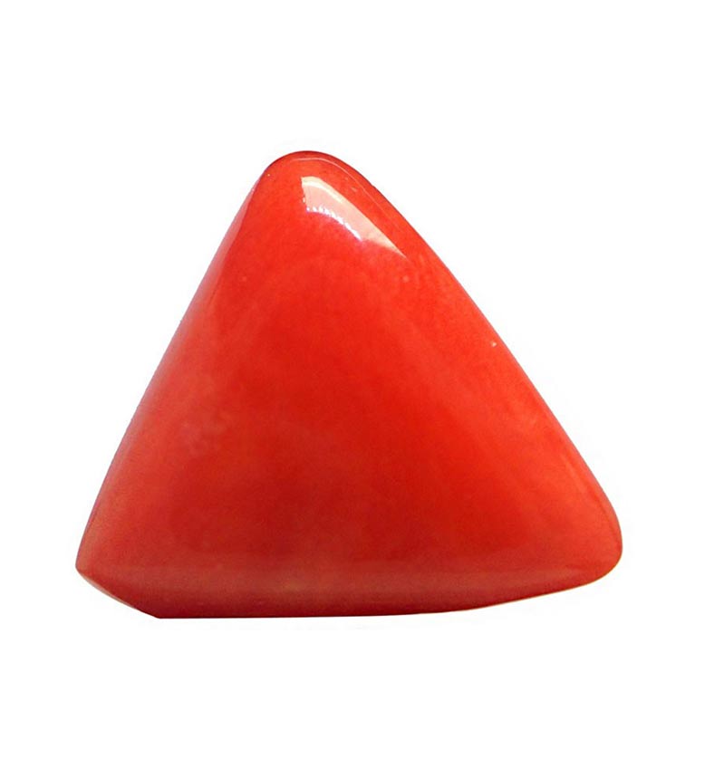 Ceylon Gems Trikona Italian Coral Moonga 8.25 to 8.5 RATTI Certified Energized Loose Gemstone