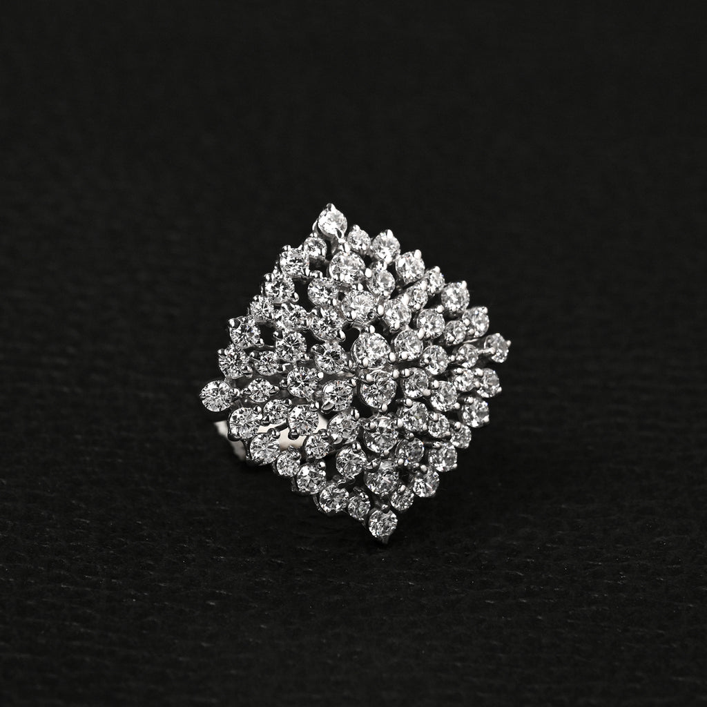 Clara 925 Sterling Silver Cluster Adjustable Cocktail Ring 