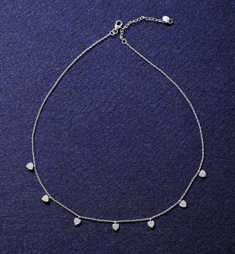 CLARA 925 Sterling Silver Heart Charm Minimal Necklace Chain 