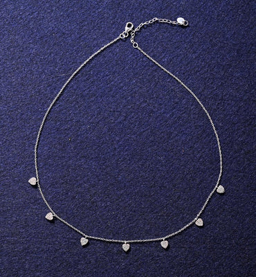 CLARA 925 Sterling Silver Heart Charm Minimal Necklace Chain 